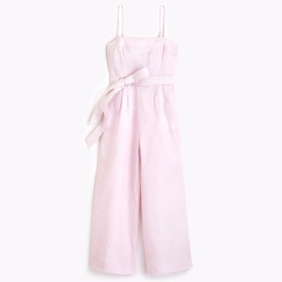 J.Crew SZ 12, spaghetti straps striped jumpsuit in beauchamps linen. - Picture 2 of 13